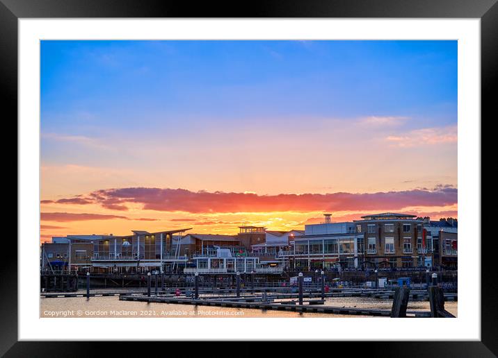 Glorious Winter Sunset over Cardiff Bay  Framed Mounted Print by Gordon Maclaren