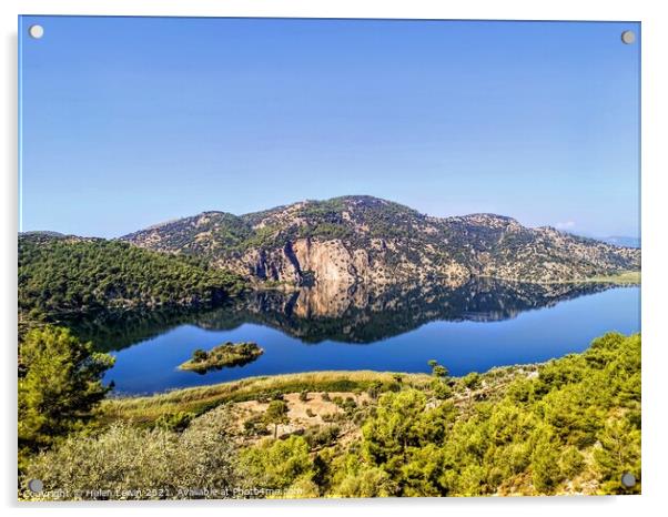 Mountain Lake View  Acrylic by Pelin Bay