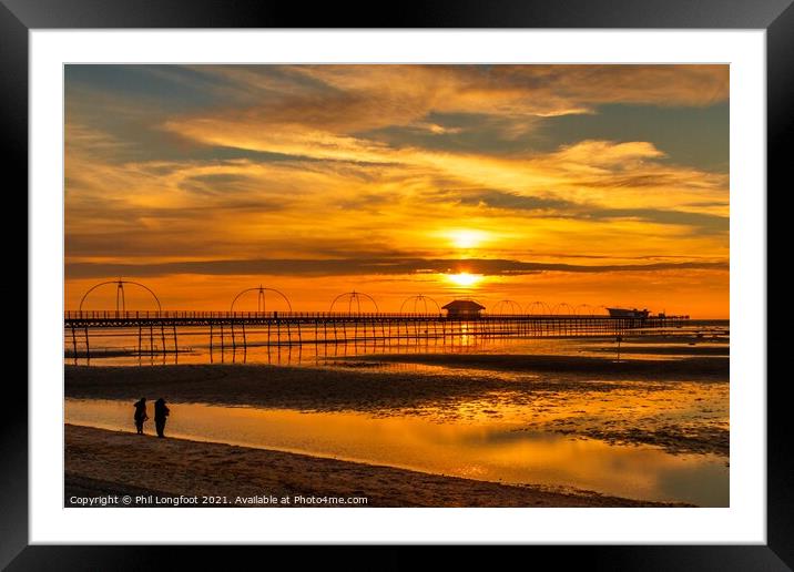 Sunset over Southport Pier  Framed Mounted Print by Phil Longfoot
