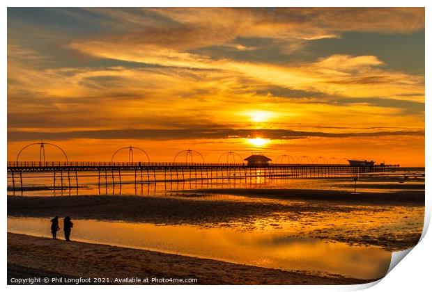 Sunset over Southport Pier  Print by Phil Longfoot