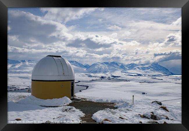 University of Canterbury Mount John Observatory in winter at Lake Tekapo, New Zealand Framed Print by Chun Ju Wu