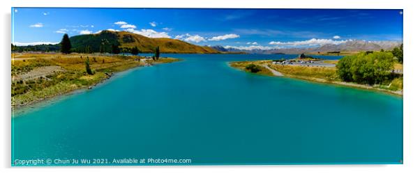 Panorama of Lake Tekapo in South Island, New Zealand Acrylic by Chun Ju Wu