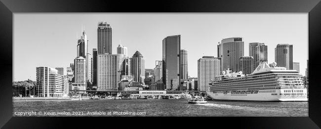 A cruise ship docked in SYdney Harbor. Framed Print by Kevin Hellon