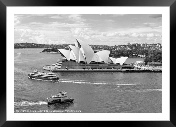 Ferries passing the Sydney Opera House Framed Mounted Print by Kevin Hellon