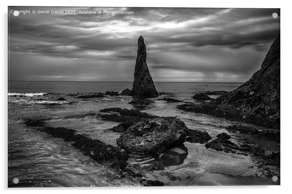 Cullen Beach, Moray (Mono) Acrylic by Derek Daniel