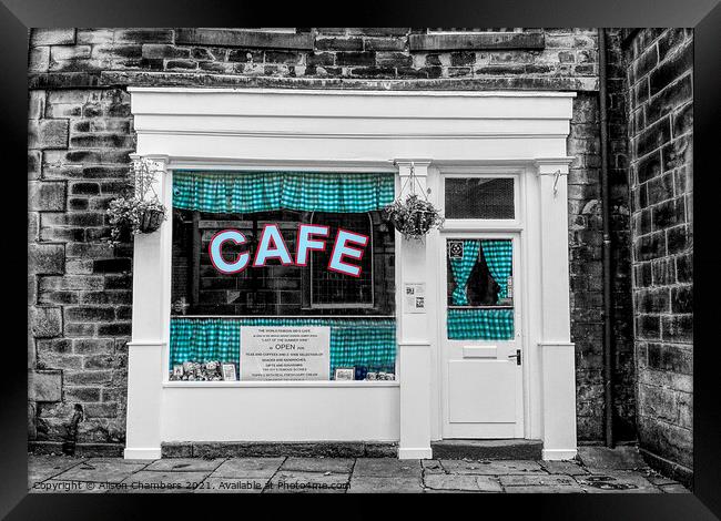 Sids Cafe Holmfirth Framed Print by Alison Chambers