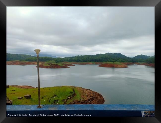 a view of kulamavu dam  in kerala India Framed Print by Anish Punchayil Sukumaran
