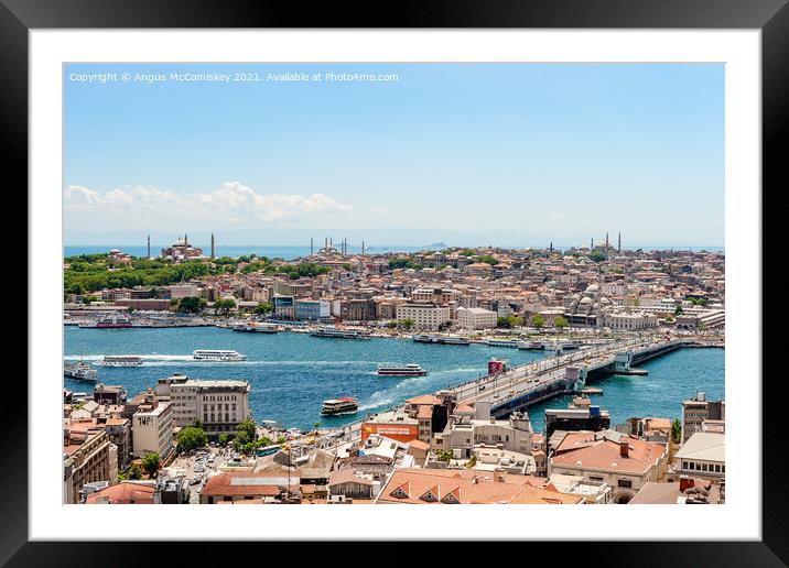 Golden Horn and Istanbul skyline from Galata Tower Framed Mounted Print by Angus McComiskey