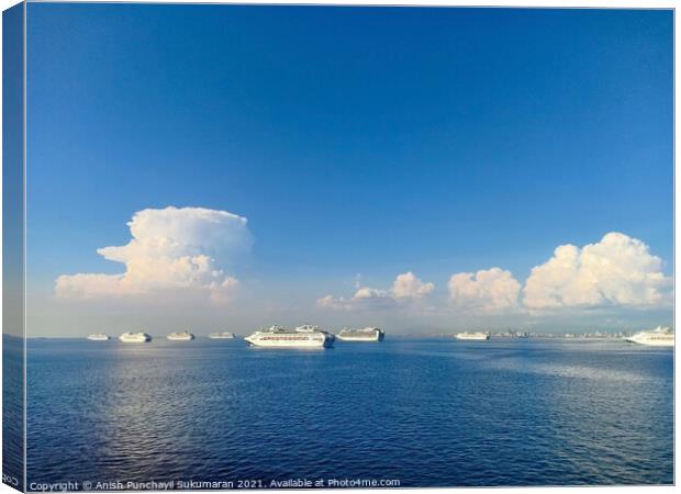 cruise ships are anchored in manila bay due to covid 19 Canvas Print by Anish Punchayil Sukumaran