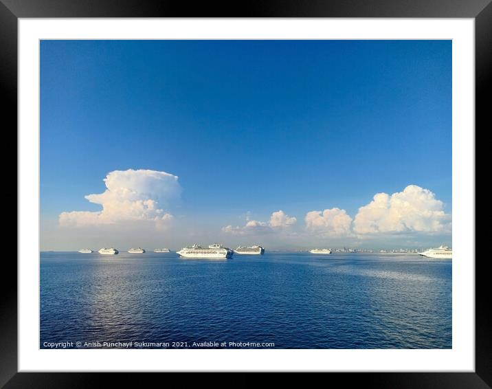 cruise ships are anchored in manila bay due to covid 19 Framed Mounted Print by Anish Punchayil Sukumaran