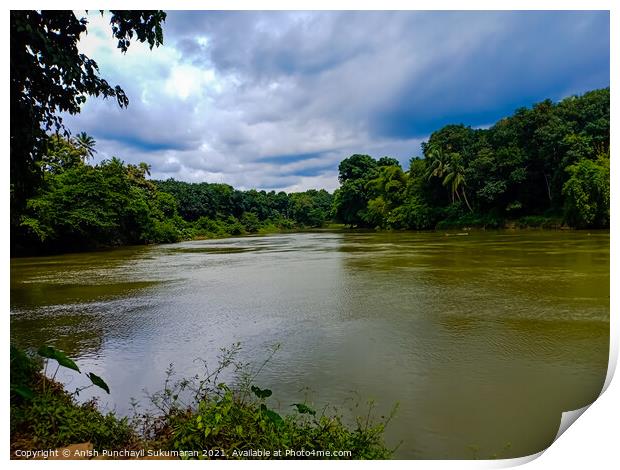 cloudy sky and Beautiful a river in Kerala India Print by Anish Punchayil Sukumaran