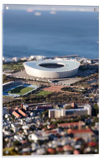 Cape Town Stadium Miniature Acrylic by Neil Overy