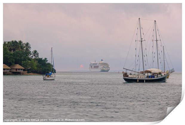 Cruise Ship - Port Vila Print by Laszlo Konya