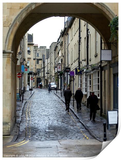 Queen Street at Bath in Somerset. Print by john hill