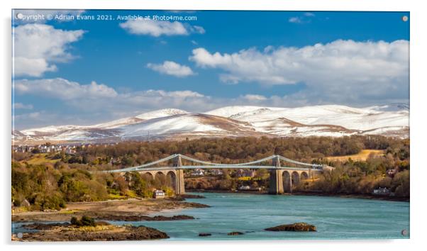 Menai Bridge Snowdonia Anglesey Acrylic by Adrian Evans