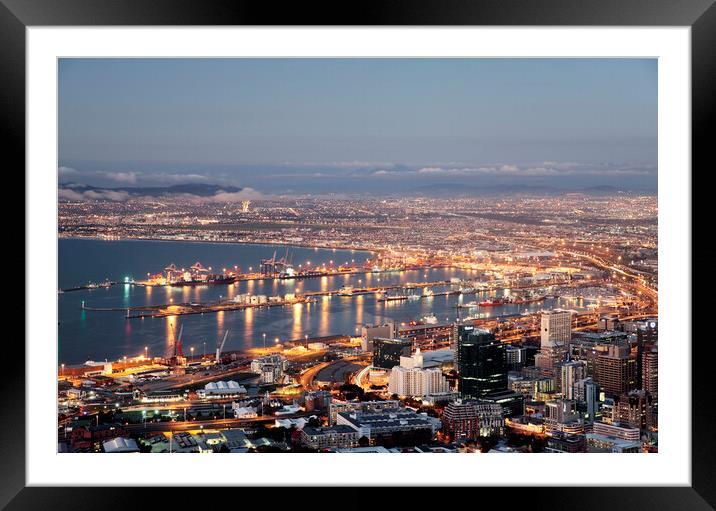  Cape Town at Night Framed Mounted Print by Neil Overy