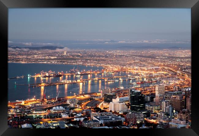  Cape Town at Night Framed Print by Neil Overy