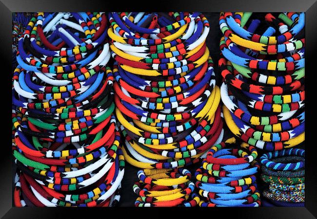 African Beaded Necklaces, South Africa Framed Print by Neil Overy