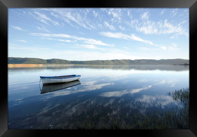 Boat on Knysna Lagoon, South Africa Framed Print by Neil Overy