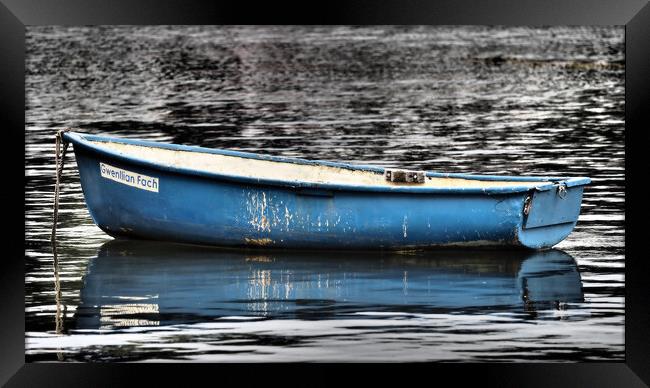 Blue boat North Wales Framed Print by mark humpage