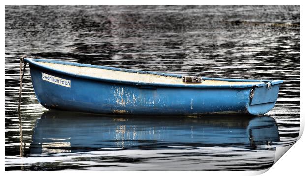 Blue boat North Wales Print by mark humpage