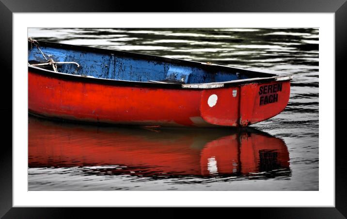 Red boat North Wales Framed Mounted Print by mark humpage