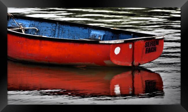Red boat North Wales Framed Print by mark humpage