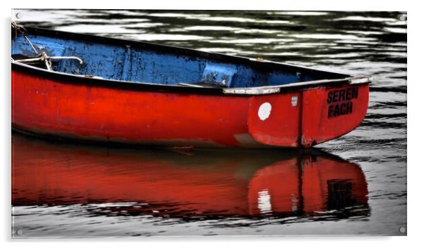 Red boat North Wales Acrylic by mark humpage