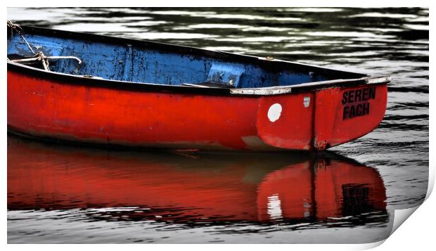 Red boat North Wales Print by mark humpage