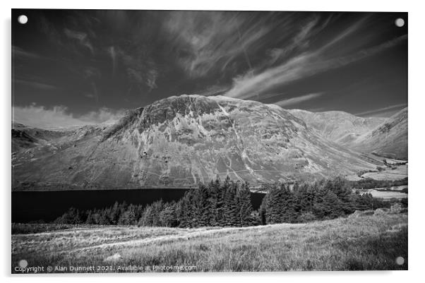 Yewbarrow monochrome Acrylic by Alan Dunnett
