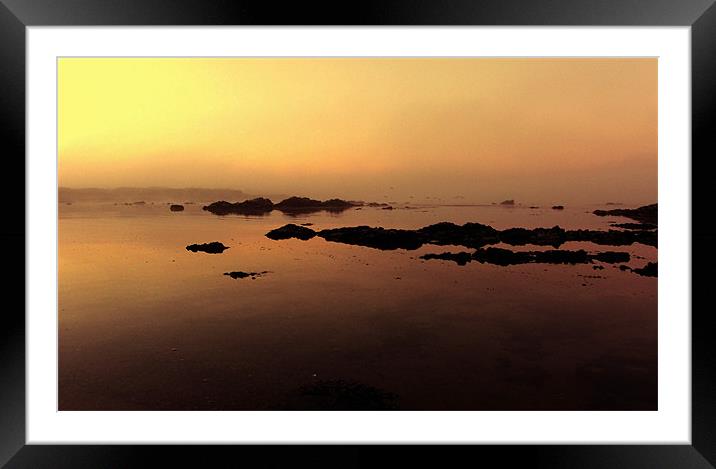 Misty Calm at Cwyfan Bay Framed Mounted Print by Ian Tomkinson