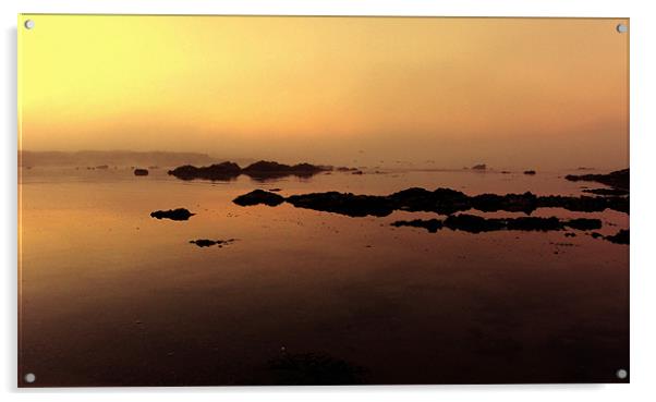 Misty Calm at Cwyfan Bay Acrylic by Ian Tomkinson
