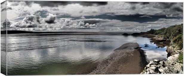 North Wales coast with sand, sea and clouds Canvas Print by mark humpage
