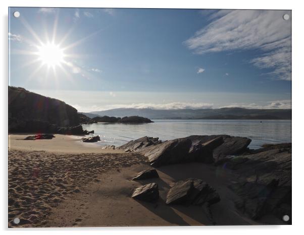 North Wales coast with sand, sea and sunshine Acrylic by mark humpage