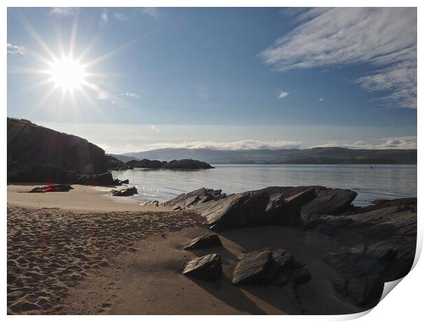 North Wales coast with sand, sea and sunshine Print by mark humpage
