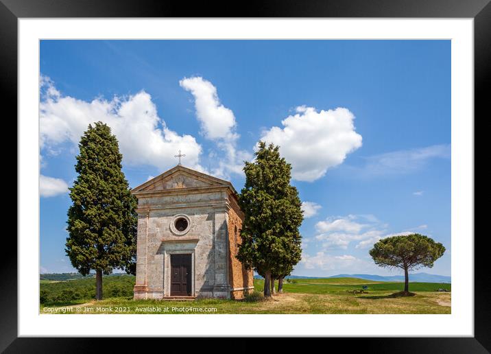 Chapel of the Madonna di Vitaleta, Tuscany Framed Mounted Print by Jim Monk