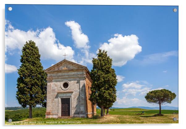 Chapel of the Madonna di Vitaleta, Tuscany Acrylic by Jim Monk
