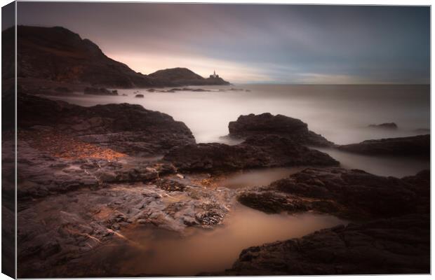 Mumbles lighthouse and Bracelet Bay Canvas Print by Leighton Collins