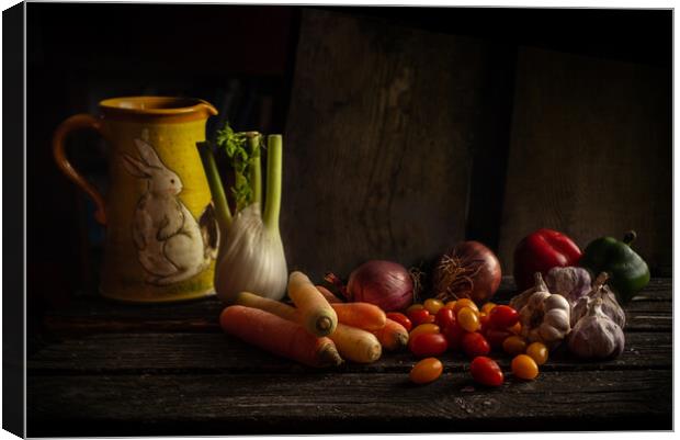 Old Maestra Vegetables Canvas Print by Jean Gill
