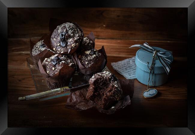 Old Maestra Chocolate Muffins and Cameo Framed Print by Jean Gill