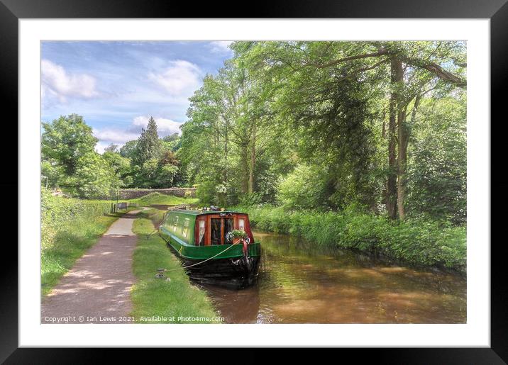 Narrowboat On The Brecon Canal Framed Mounted Print by Ian Lewis