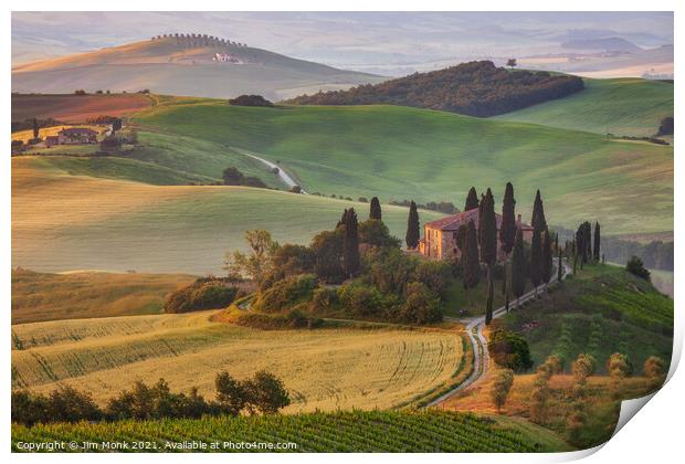 Podere Belvedere in Tuscany Print by Jim Monk