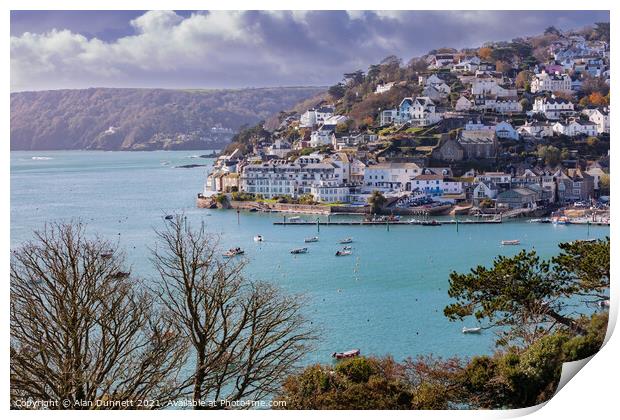 Salcombe and surrounding harbour Print by Alan Dunnett