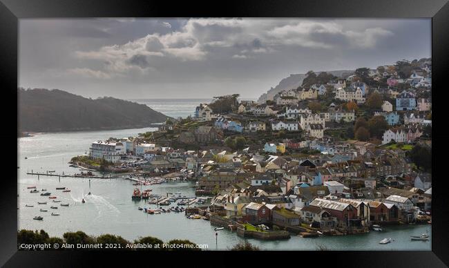 Salcombe and harbour from Snapes Point Framed Print by Alan Dunnett