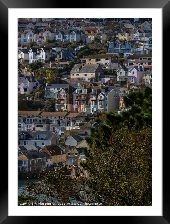 Salcombe from Snapes Point climbing the hill Framed Mounted Print by Alan Dunnett