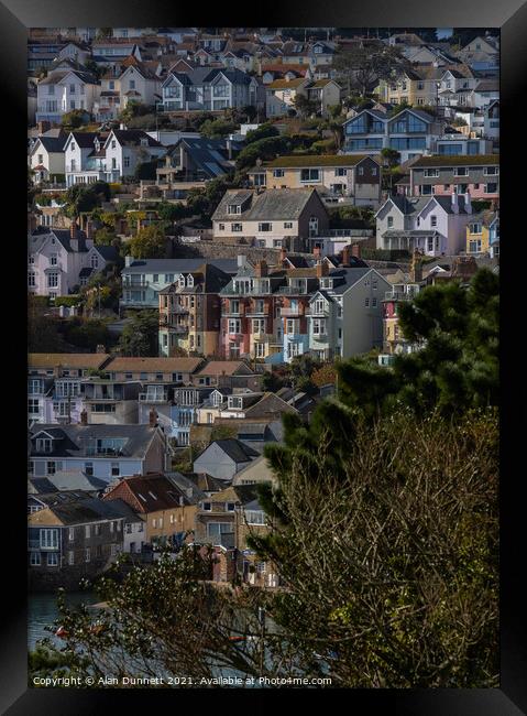 Salcombe from Snapes Point climbing the hill Framed Print by Alan Dunnett