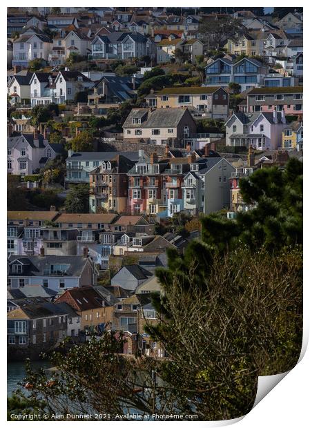 Salcombe from Snapes Point climbing the hill Print by Alan Dunnett