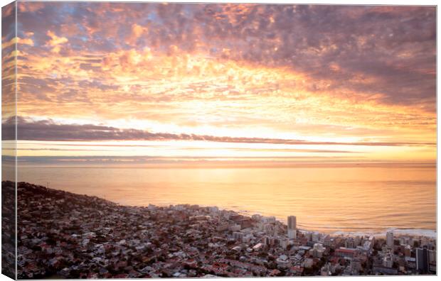 Sea Point Cape Town Sunset Canvas Print by Neil Overy