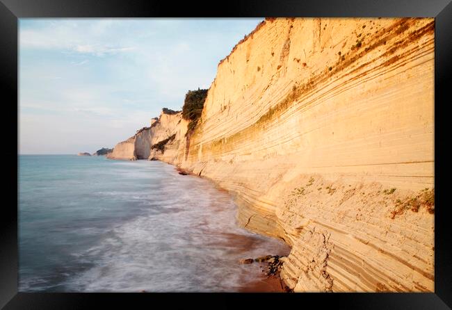 Spectacular Sandstone cliffs of Cape Drastis, Corfu, Greece Framed Print by Neil Overy
