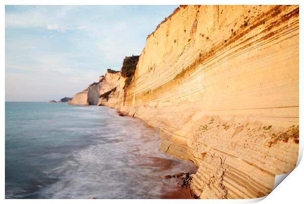 Spectacular Sandstone cliffs of Cape Drastis, Corfu, Greece Print by Neil Overy